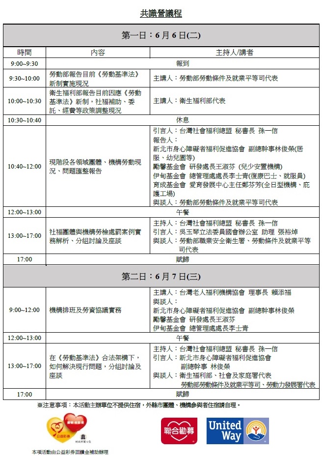 民間社福政策論壇─「推動社會福利服務合理勞僱關係」共識營